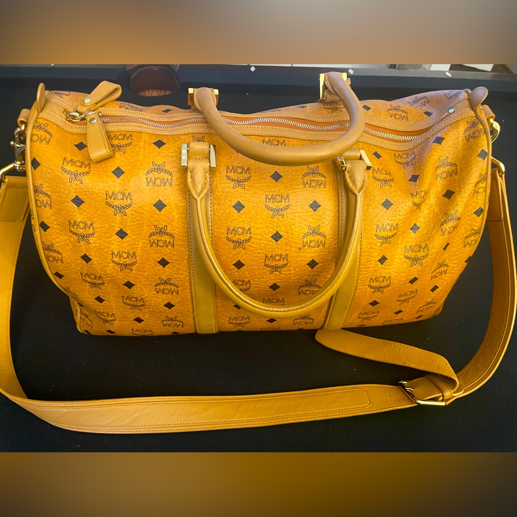 Authentic Mcm Visetos Cognac Duffle Bag Previously Loved Great Condition